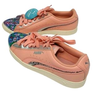Puma Soft Foam Hand Painted Shoes Pink w/ Hearts